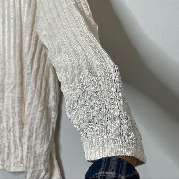 Diane Von Furstenberg Size 3X Sheer Metallic Cable Knit Sweater Top Lagenlook - Picture 4 of 11